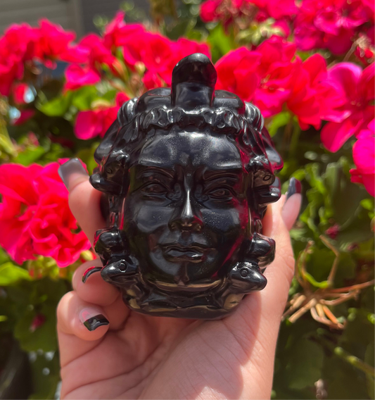 Black Obsidian Medusa Head Carving