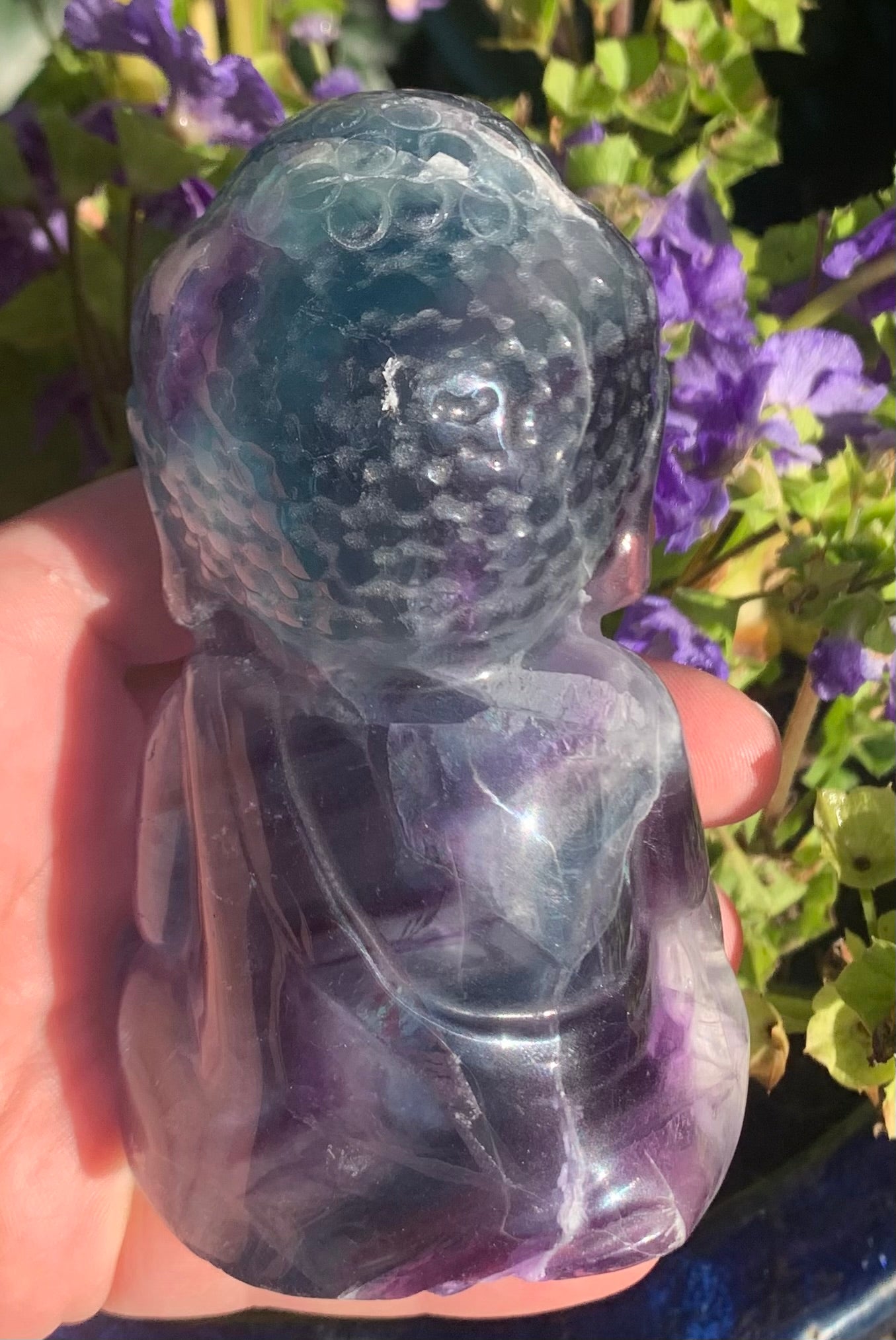 Rainbow Fluorite Buddha Carving