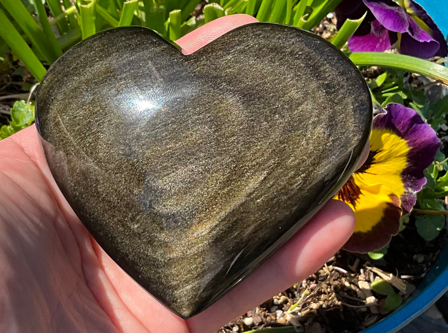 Golden Sheen Obsidian Heart Carvings - 3 Sizes