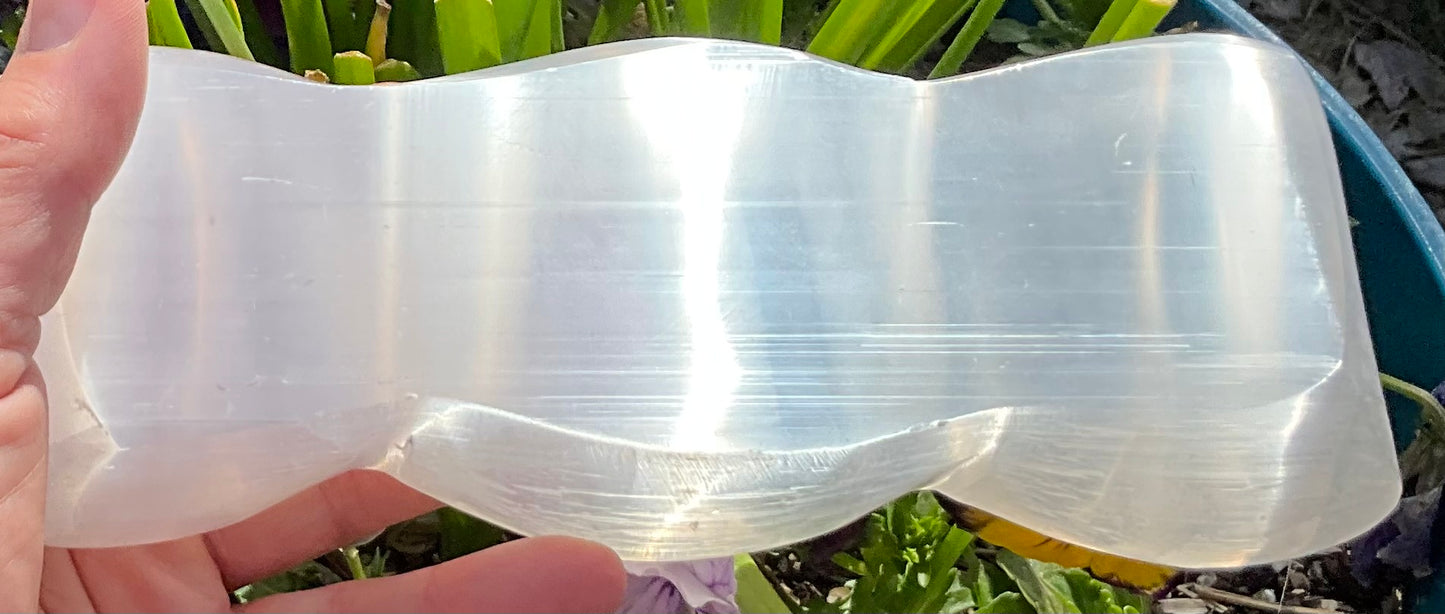 Selenite (Satin Spar) Triple Moon Bowl