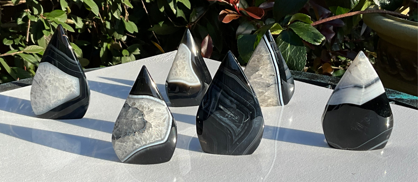 Banded Black Onyx Crystal Flames