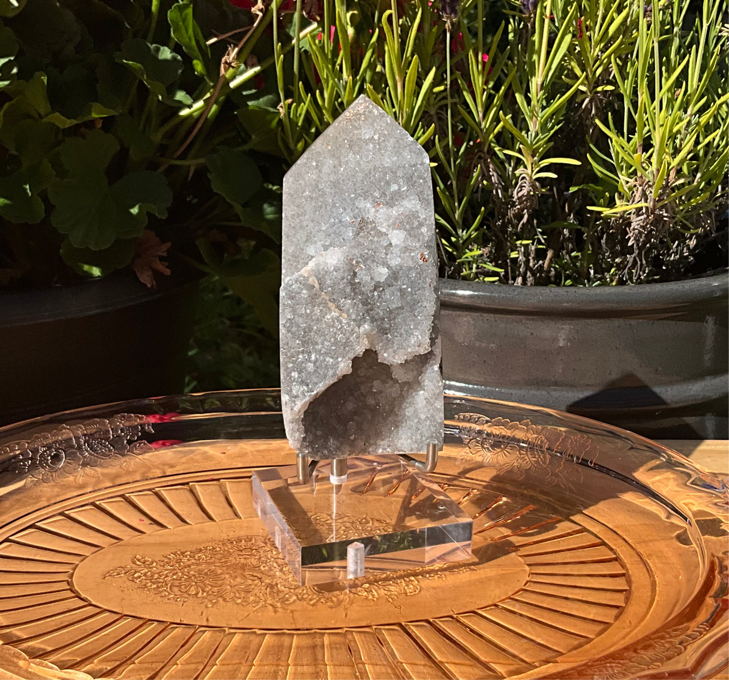 Druzy Sphalerite Tower with Stand