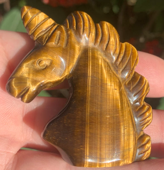 Tiger’s Eye Unicorn Head