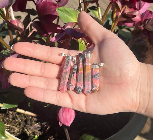 Rhodonite Crystal Pendants