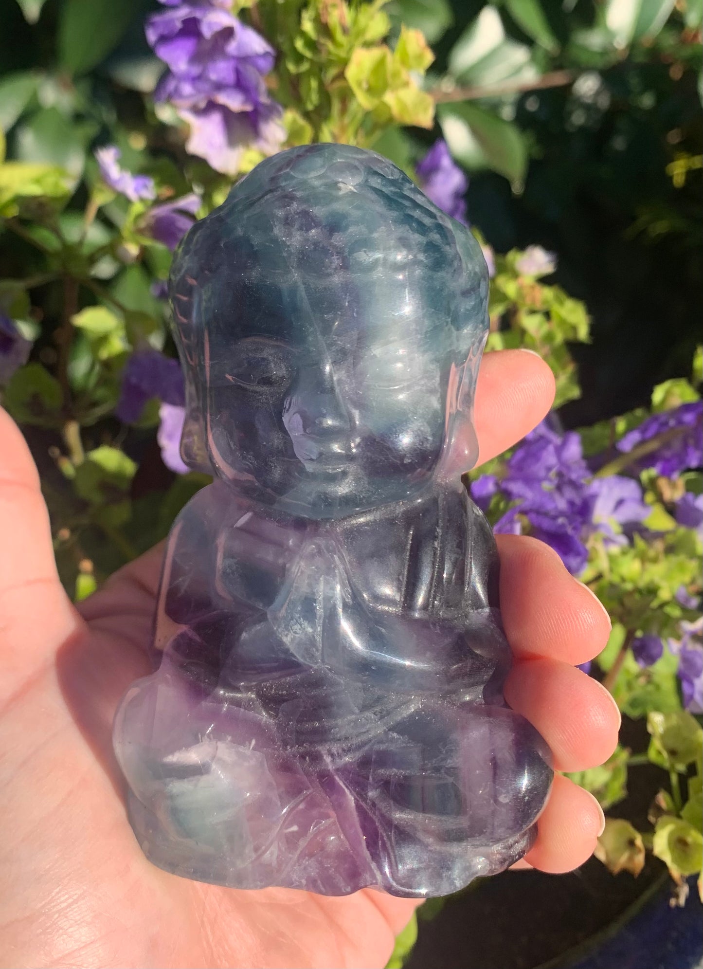 Rainbow Fluorite Buddha Carving