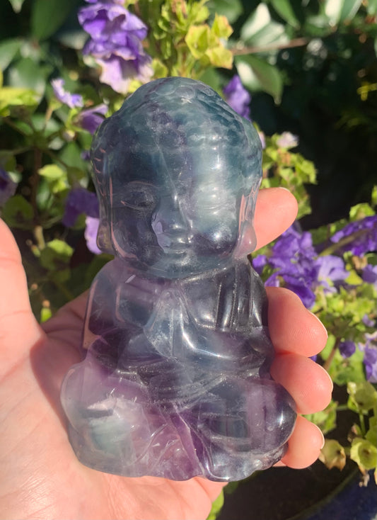 Rainbow Fluorite Buddha Carving