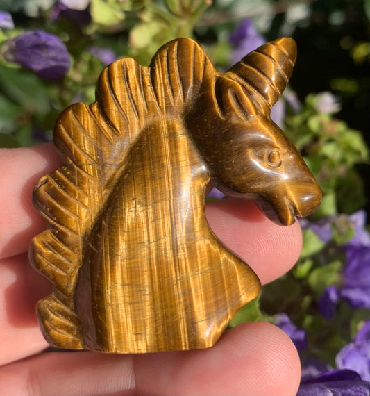 Tiger’s Eye Unicorn Head