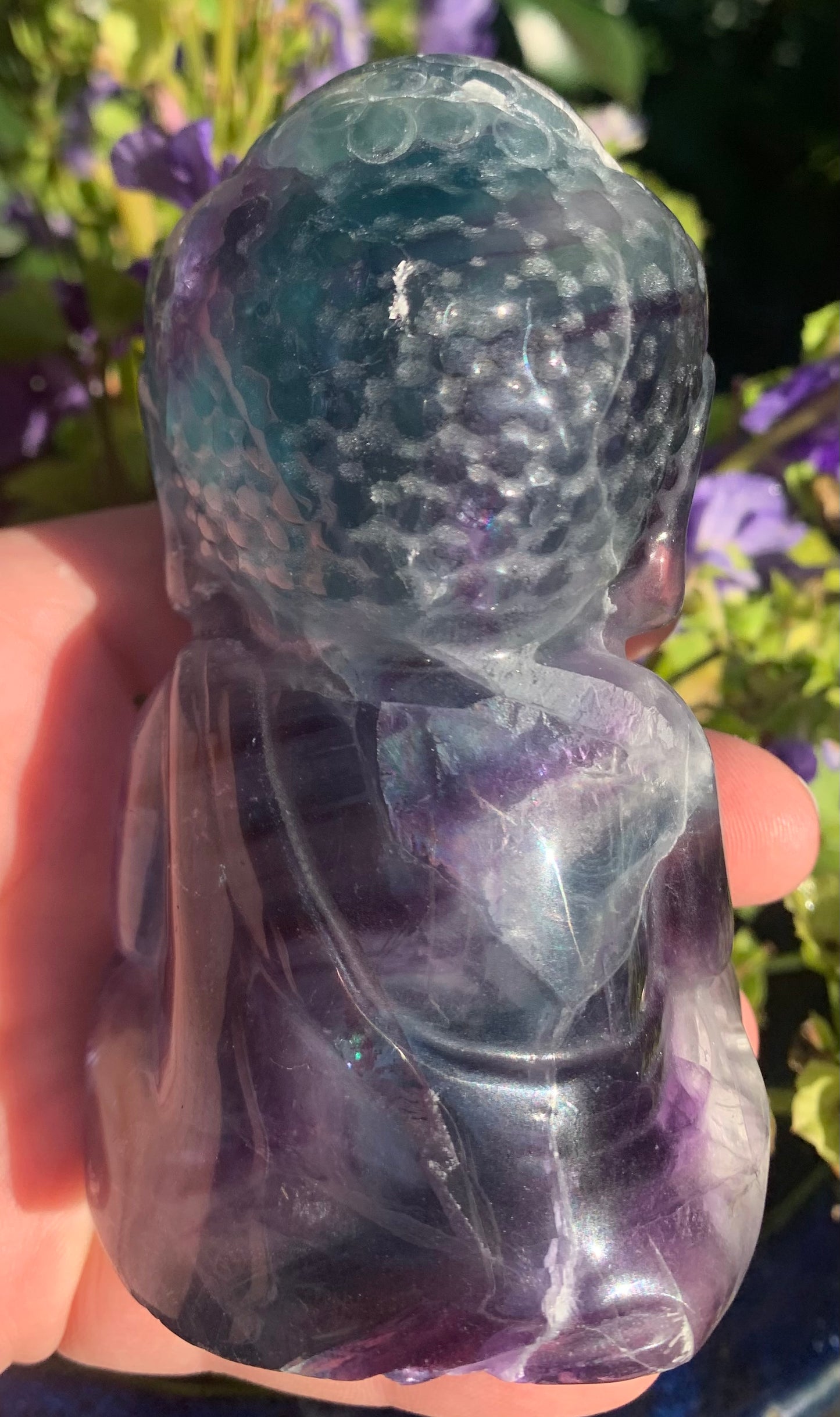 Rainbow Fluorite Buddha Carving