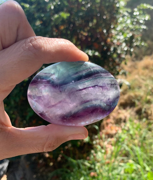 Large Rainbow Fluorite Palm Stone