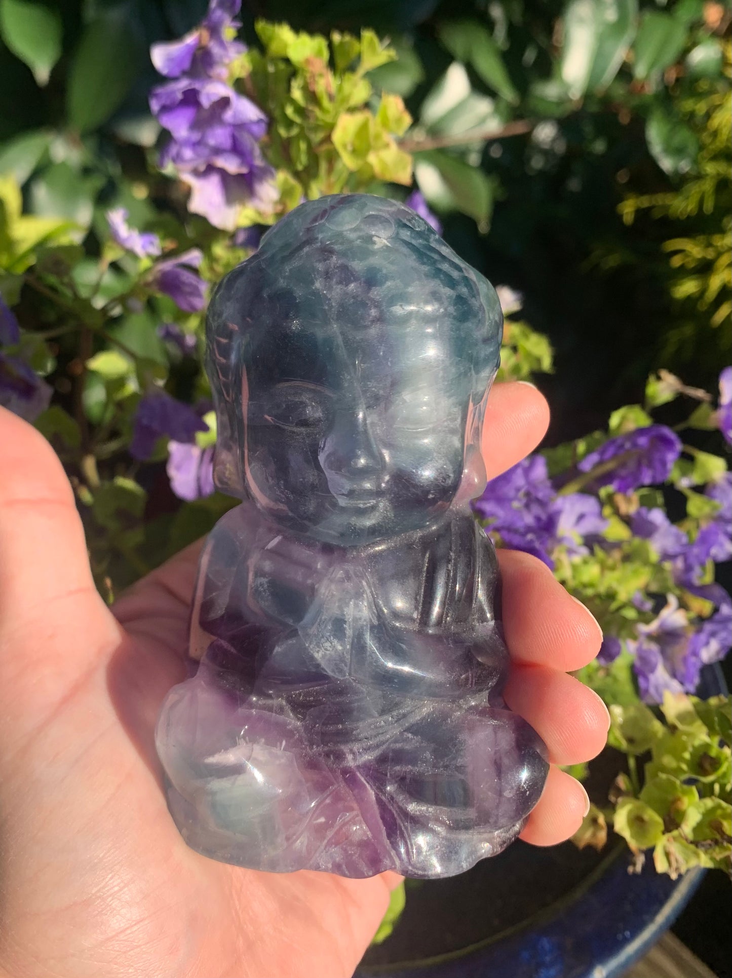 Rainbow Fluorite Buddha Carving
