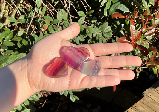 Rainbow Fluorite Hearts