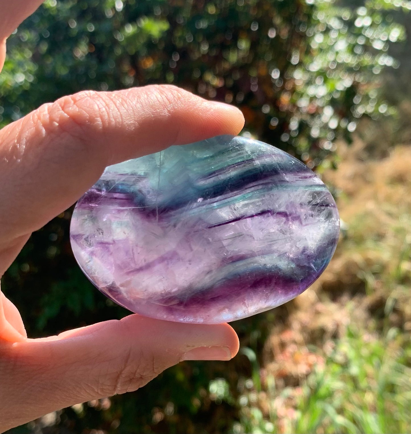 Large Rainbow Fluorite Palm Stone